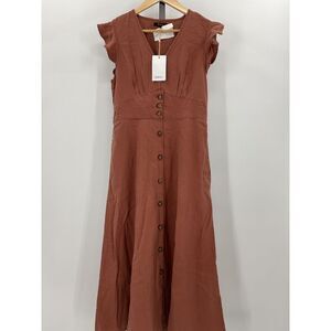Quince Rust Button-Front Midi Dress